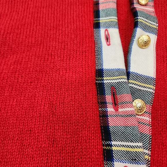 VINTAGE WOOL Archie Brown & Son of Bermuda Red Plaid Button Up Cardigan - Picture 5 of 16